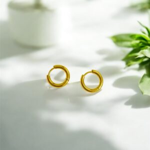 18k gold plated small hoop earrings – classy, minimal, waterproof & skin friendly