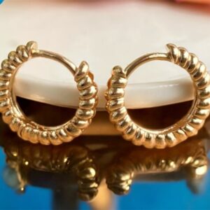 18k gold plated textured hoop earrings anti tarnish, waterproof & skin friendly daily wear | avrékh jewels